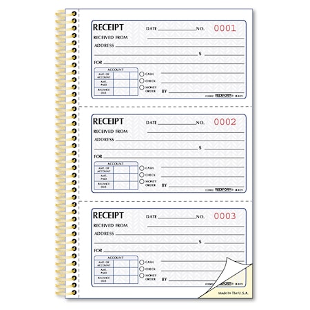 Rediform Money Receipt Form, 2 Part Carbonless 8L829
